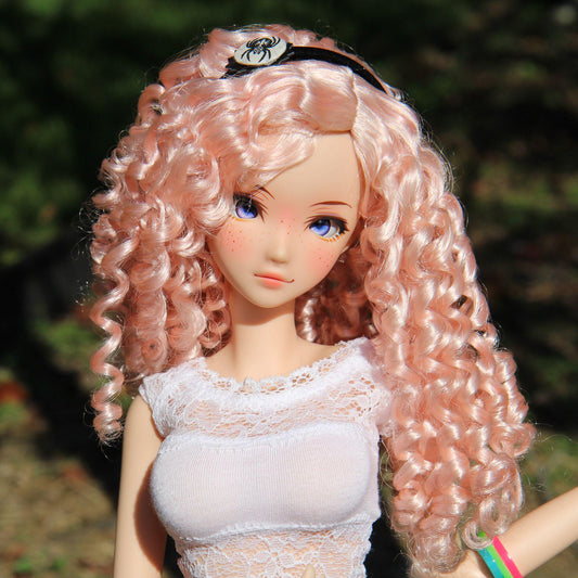 Zazou Dolls Custom doll Wig for Smart Dolls - Tangle Resistant- 8" head size of Bjd, SD, Pink curls