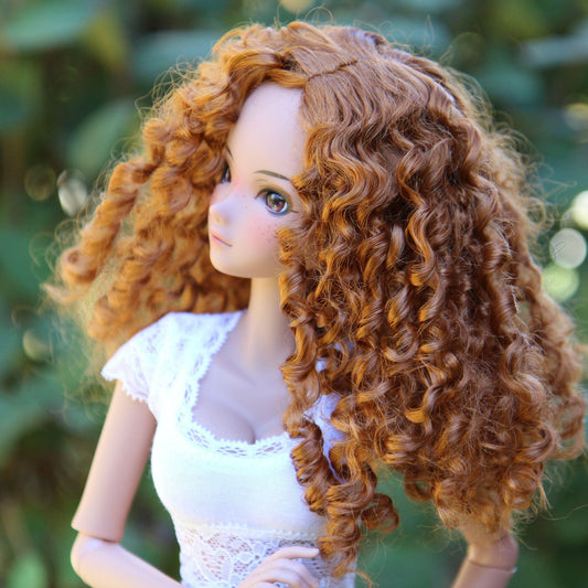 Zazou Dolls Custom doll Wig for Smart Dolls - Tangle Resistant- 8" head size of Bjd, SD, Red curls