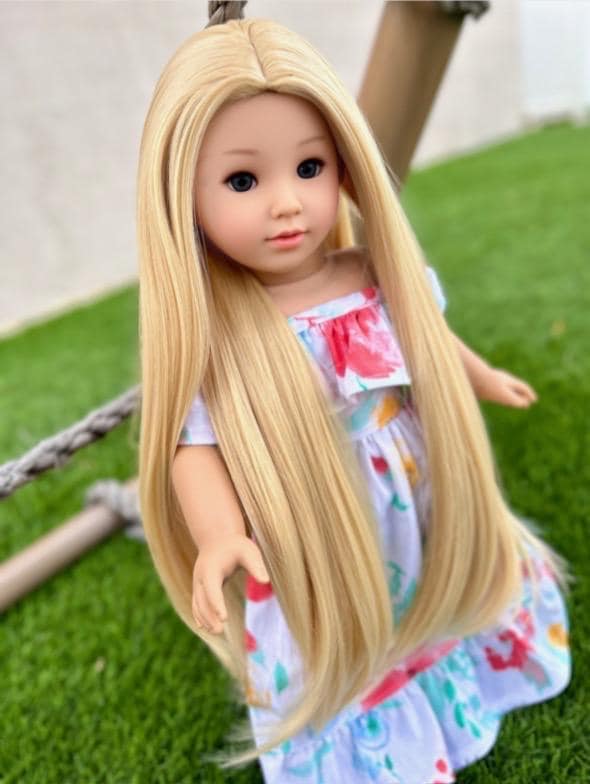 Zazou American doll custom wig for 18" Dolls - Tangle Resistant - fits 11" size of 18" dolls American doll  OG Blythe BJD Gotz