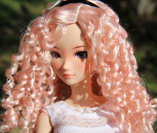 Zazou Dolls Custom doll Wig for Smart Dolls - Tangle Resistant- 8" head size of Bjd, SD, Pink curls