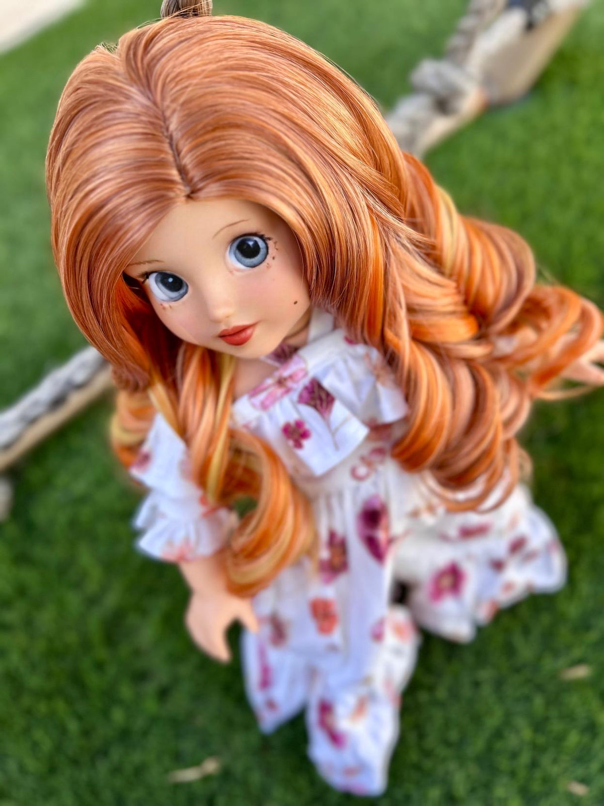 Custom doll wig for 18" American Dolls - Heat Safe - Tangle Resistant - fits 11" head size of 18" dolls OG Gotz reds   Zazou Dolls