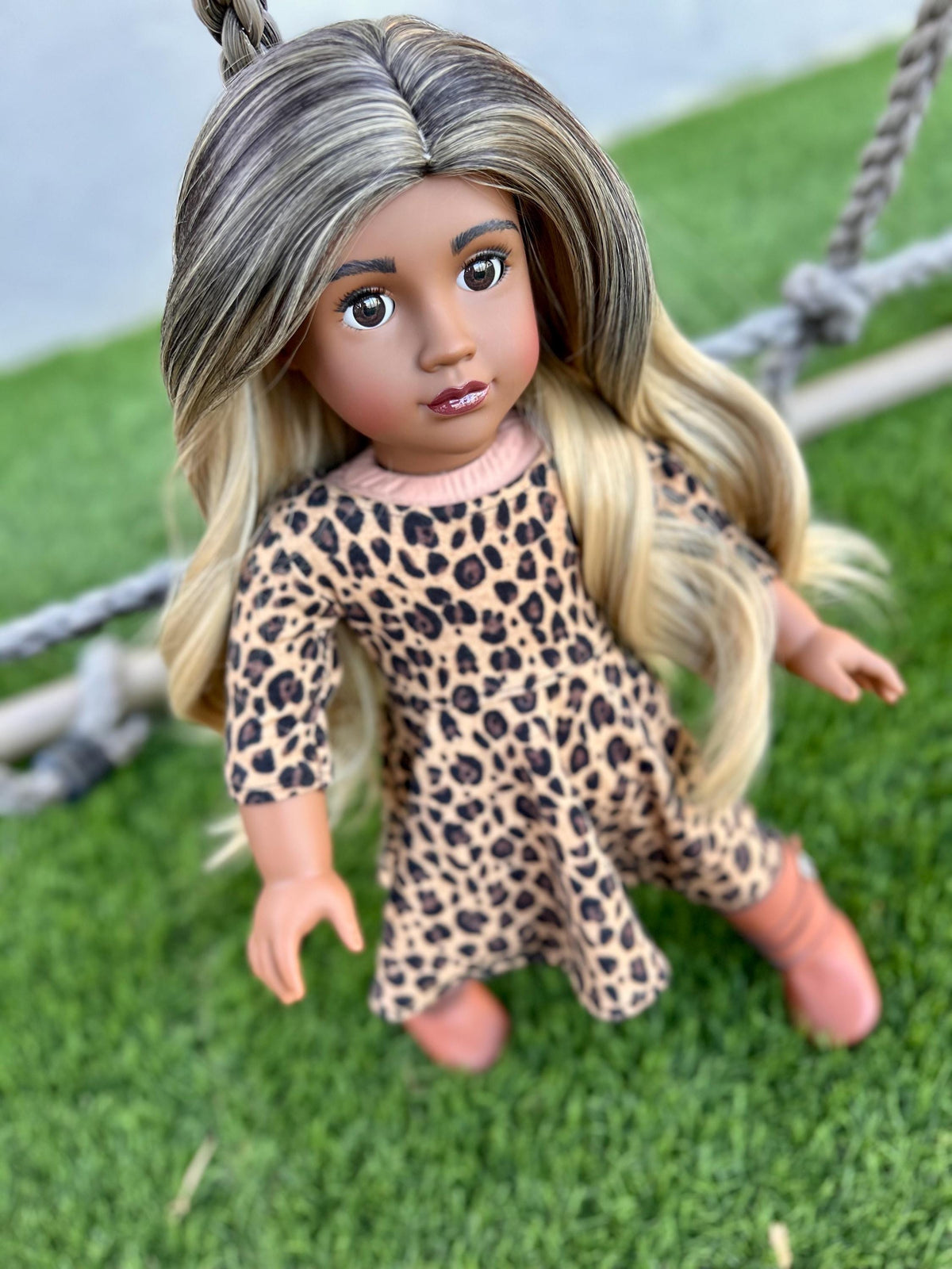 Custom doll wig for 18" American Dolls - Heat Safe - Tangle Resistant - fits 11" head size of 18" dolls OG Gotz ombre Zazou Dolls