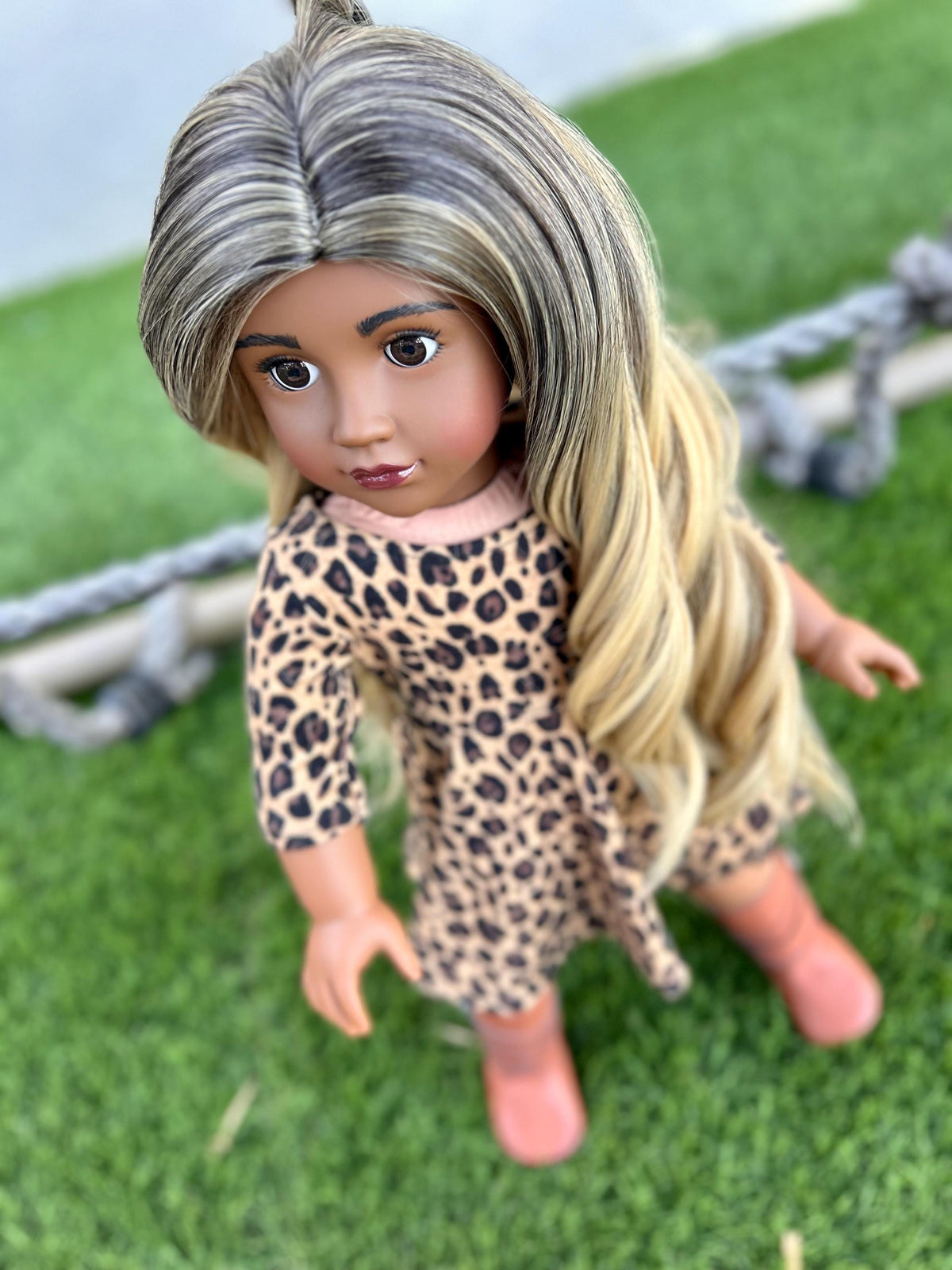 Custom doll wig for 18" American Dolls - Heat Safe - Tangle Resistant - fits 11" head size of 18" dolls OG Gotz ombre Zazou Dolls