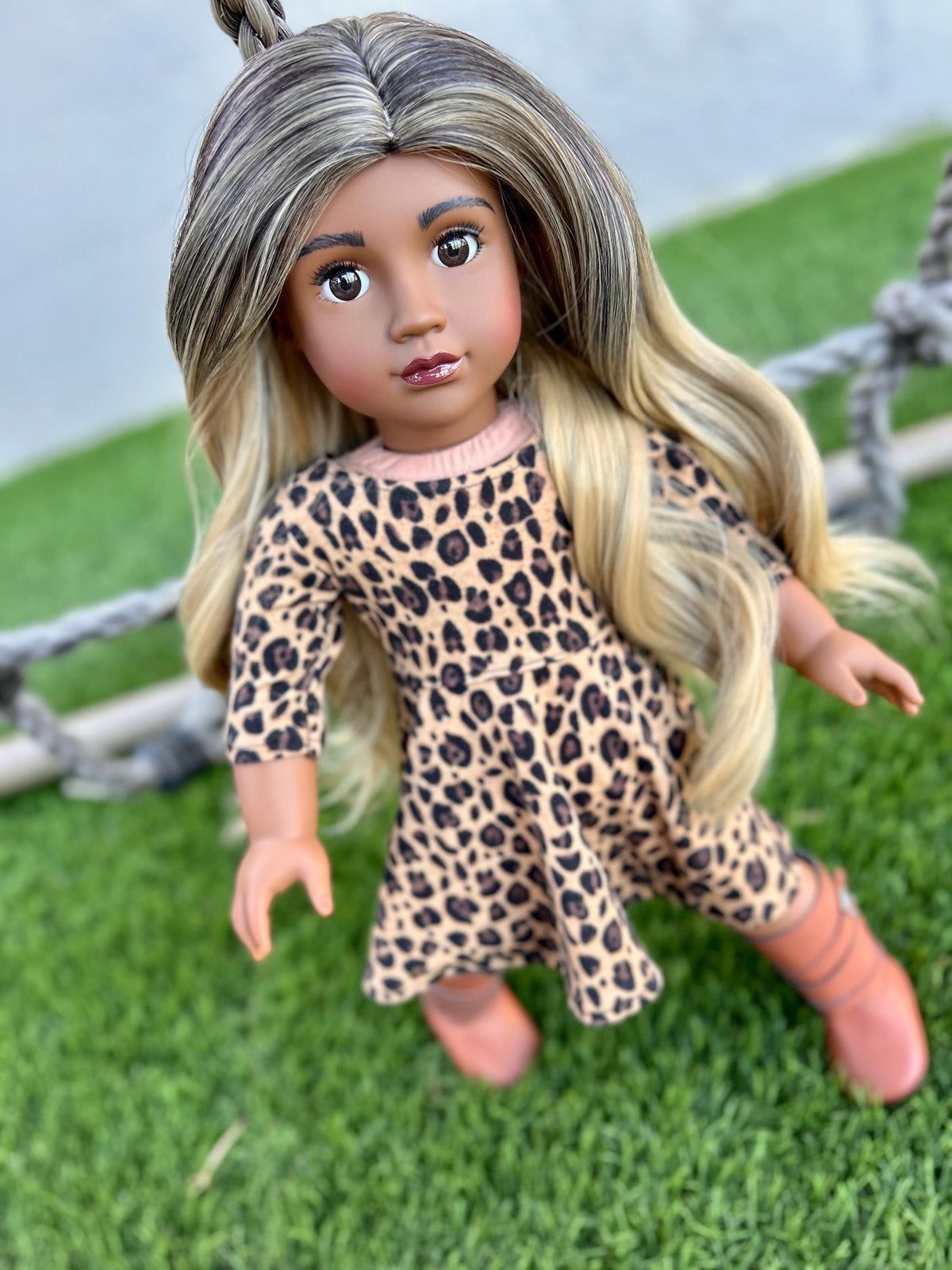 Custom doll wig for 18" American Dolls - Heat Safe - Tangle Resistant - fits 11" head size of 18" dolls OG Gotz ombre Zazou Dolls