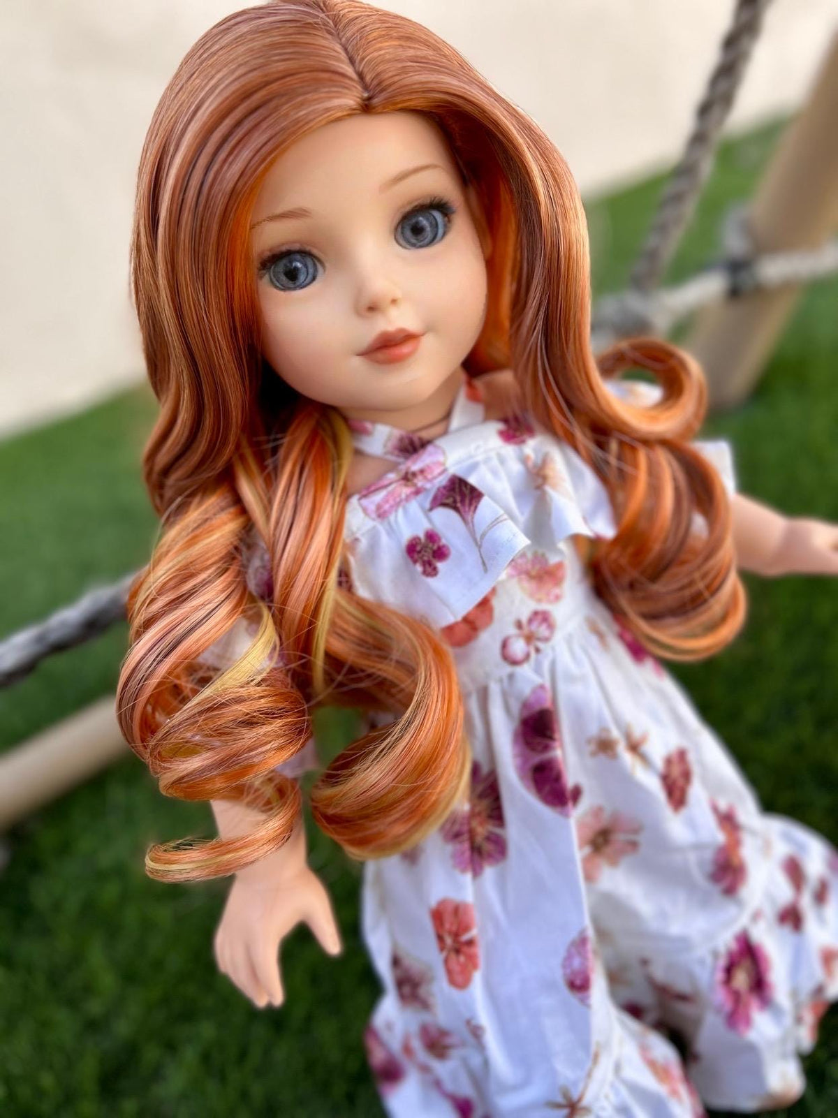 Custom doll wig for 18" American Dolls - Heat Safe - Tangle Resistant - fits 11" head size of 18" dolls OG Gotz reds   Zazou Dolls