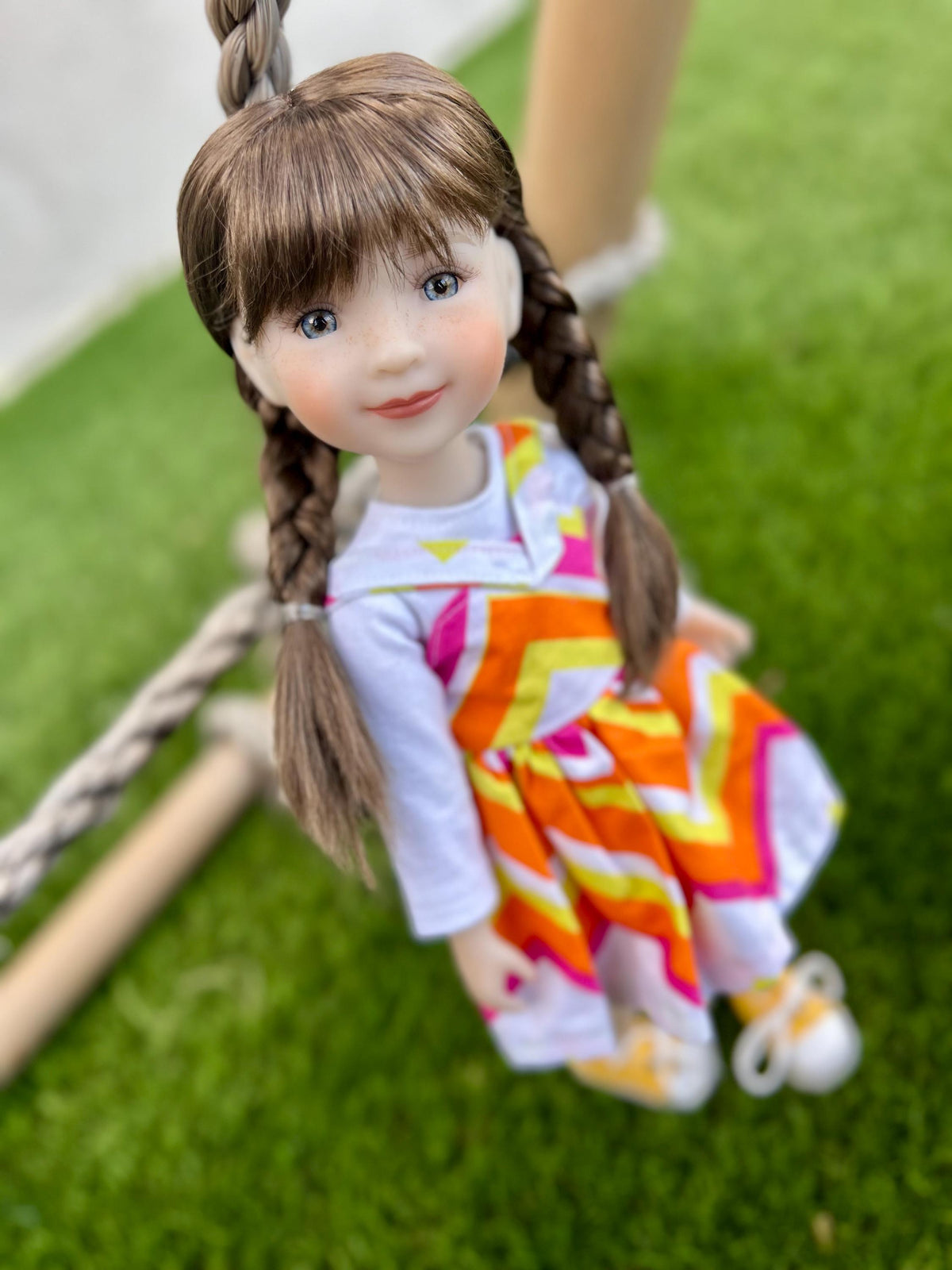 PREORDER Custom doll WIG Exclusive Vegan Mohair-fits 8-9" head size Kaye Wiggs, RRFF, Meadowdolls Dumplings , "Stretch Fit" Brown  braids