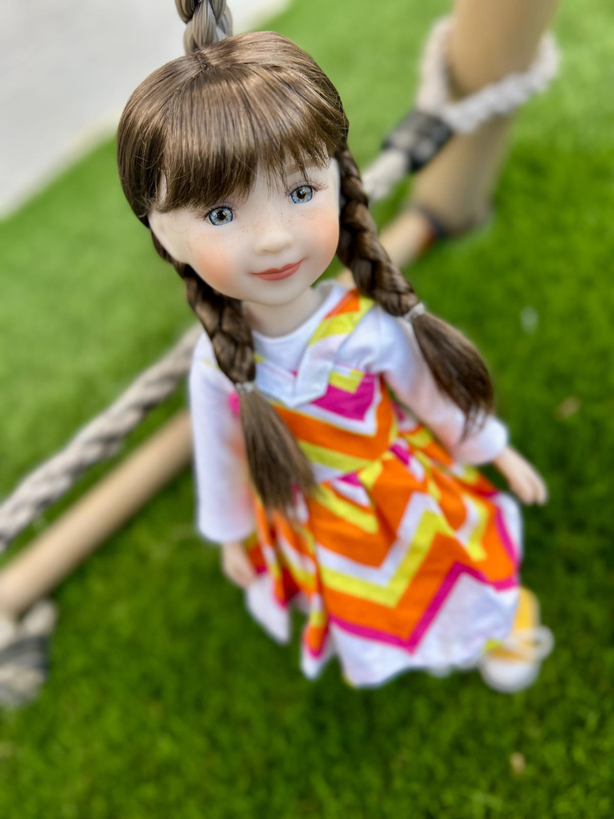 PREORDER Custom doll WIG Exclusive Vegan Mohair-fits 8-9" head size Kaye Wiggs, RRFF, Meadowdolls Dumplings , "Stretch Fit" Brown  braids