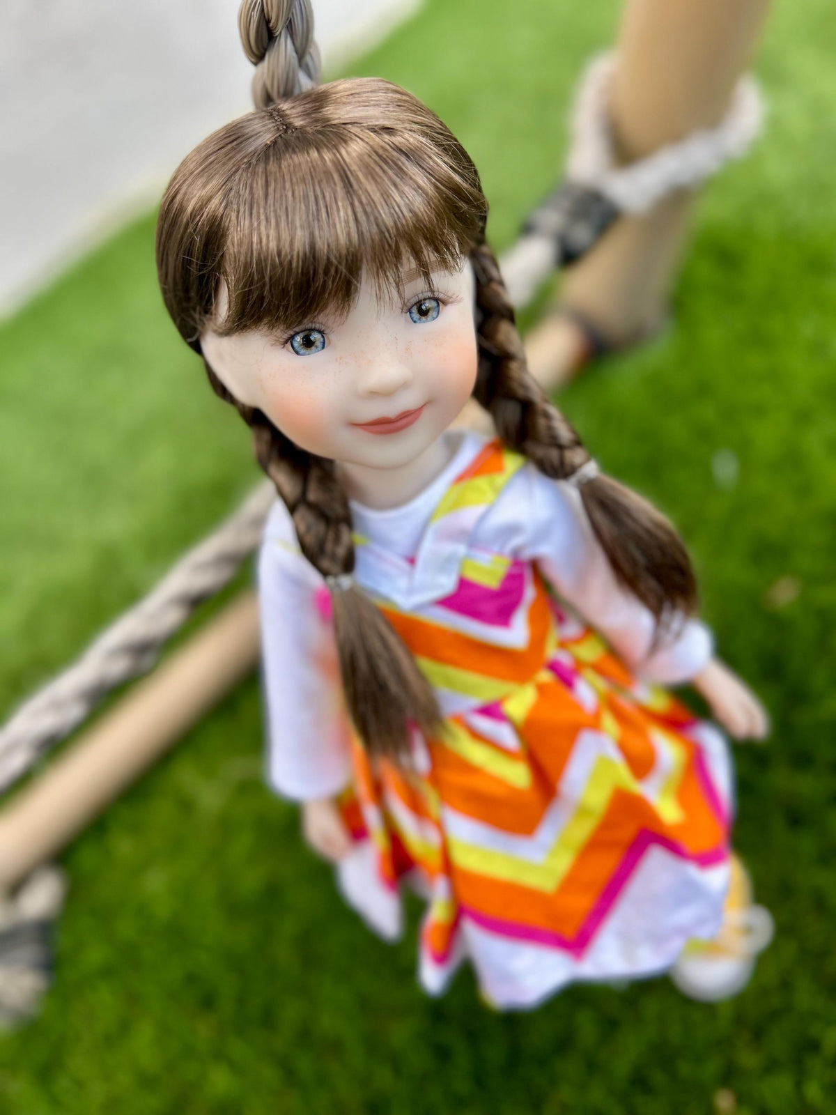 PREORDER Custom doll WIG Exclusive Vegan Mohair-fits 8-9" head size Kaye Wiggs, RRFF, Meadowdolls Dumplings , "Stretch Fit" Brown  braids