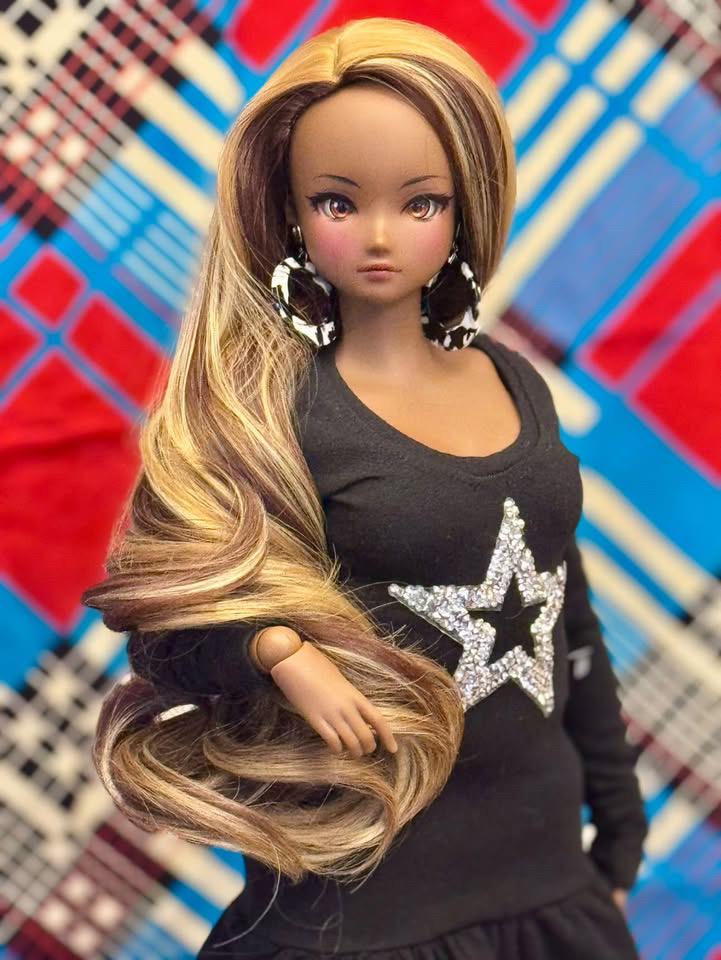 Custom doll WIG for Smart Dolls- Heat Safe - Tangle Resistant- 8.5" head size of BJD, SD, Dollfie Dream dolls  curls Tan cap