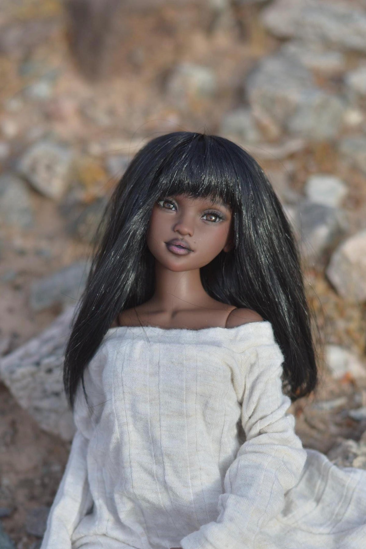 Zazou Dolls Custom doll Wig for Minifee 1/4 BJD Dolls- 6-7" head size Bjd, msd, Boneka ,Fairyland Minifee dolls mohair Black