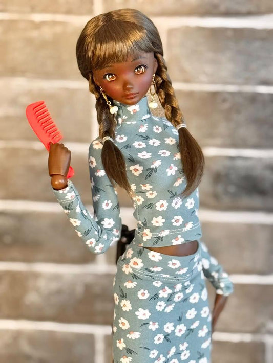 PREORDER Zazou Dolls Custom doll Wig for Smart Dolls - Tangle Resistant- 8" head size of Bjd, SD, medium Brown braids