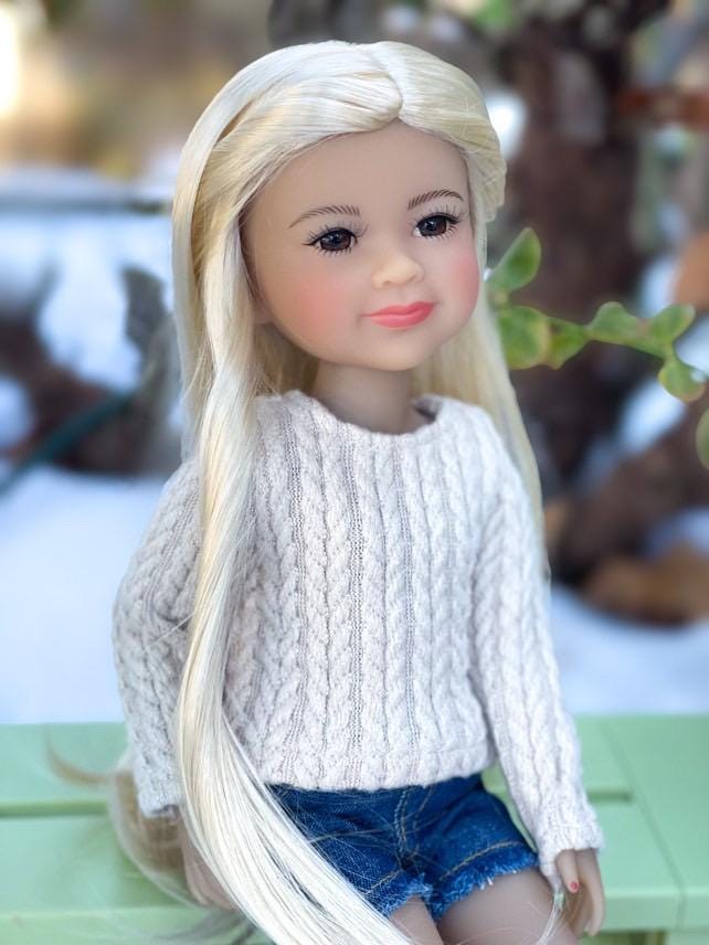 Exclusive Vegan Mohair Custom doll WIG fits 8-9" head size Kaye Wiggs, RRFF, Meadowdolls Dumplings , bjd, "Stretch Fit" Zazou dolls