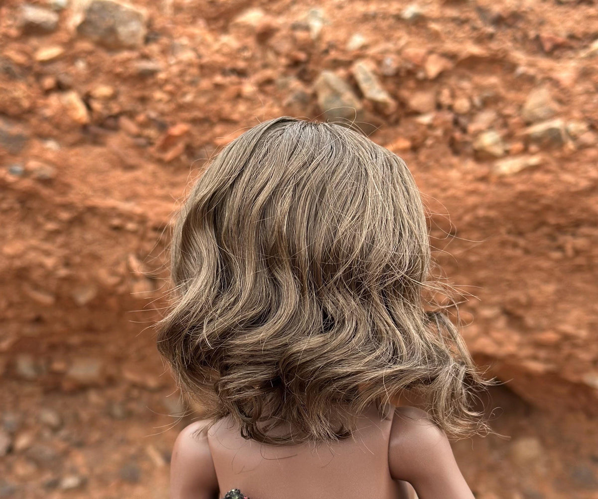 Custom doll Wig for Minifee 1/4 BJD Dolls- "TAN Caps" 6-7" head size of Bjd, msd, Boneka ,Fairyland Minifee dolls mohair brown
