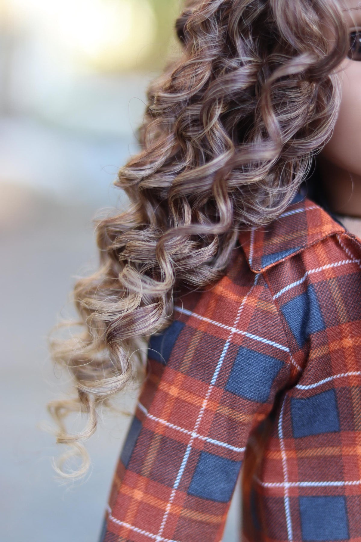 PREORDER Custom  doll wig  18" American Doll- Heat Safe - Tangle Resistant-fits 11" head size of 18" dolls OG  BJD Gotz caramel ombre Zazou