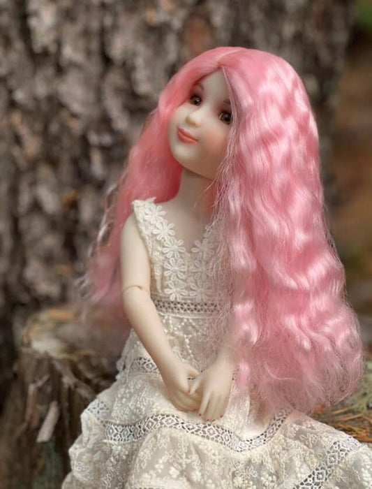 Custom doll Wig Exclusive Vegan Mohair-fits 9-10" head size Kaye Wiggs, RRFF, WW, bjd, Girl for All Time"Loose Fit" Zazou Dolls