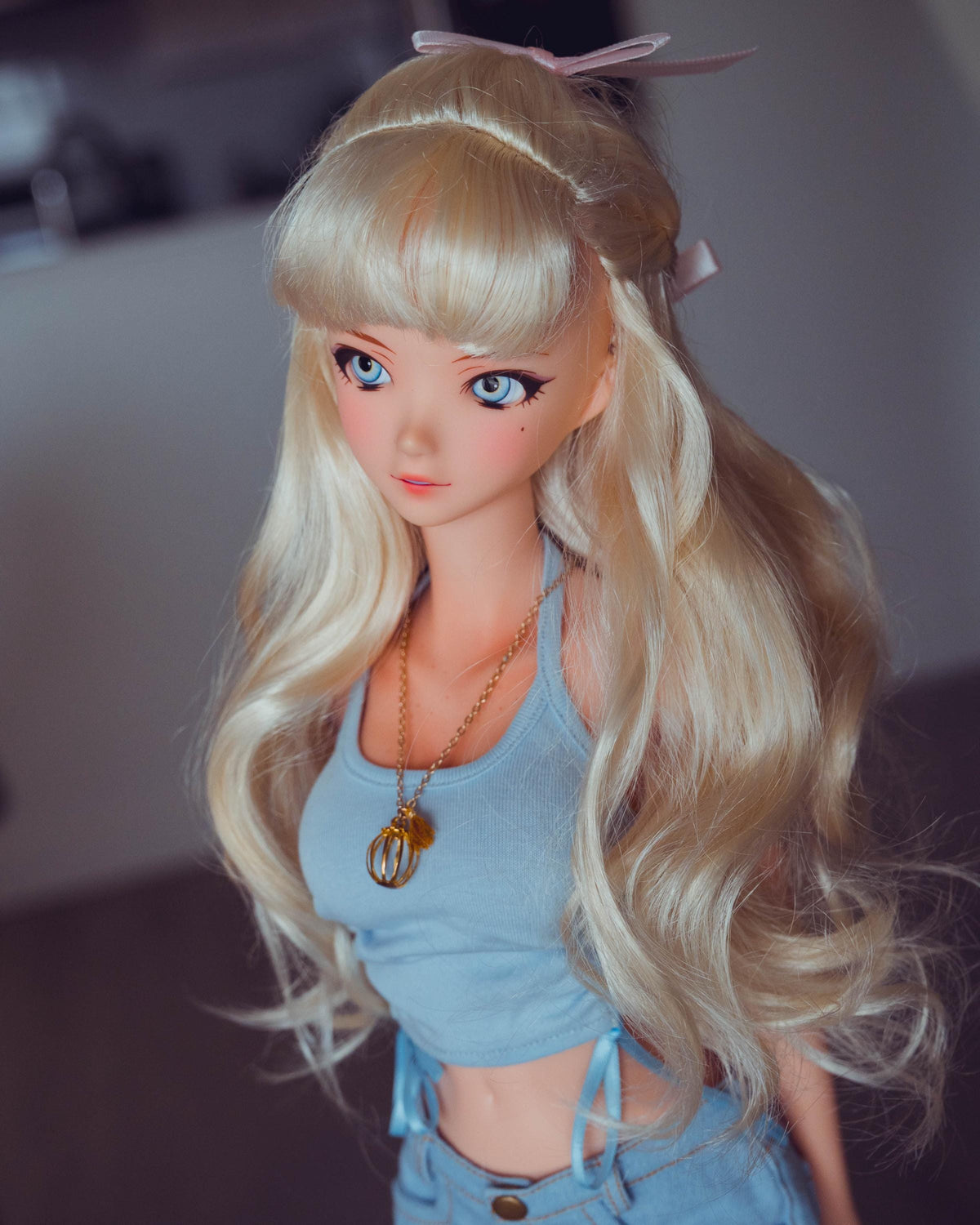 Custom doll Wig for Smart Dolls- Heat Safe - Tangle Resistant- 8-9" head size of Bjd dolls  Vegan Mohair Zazou