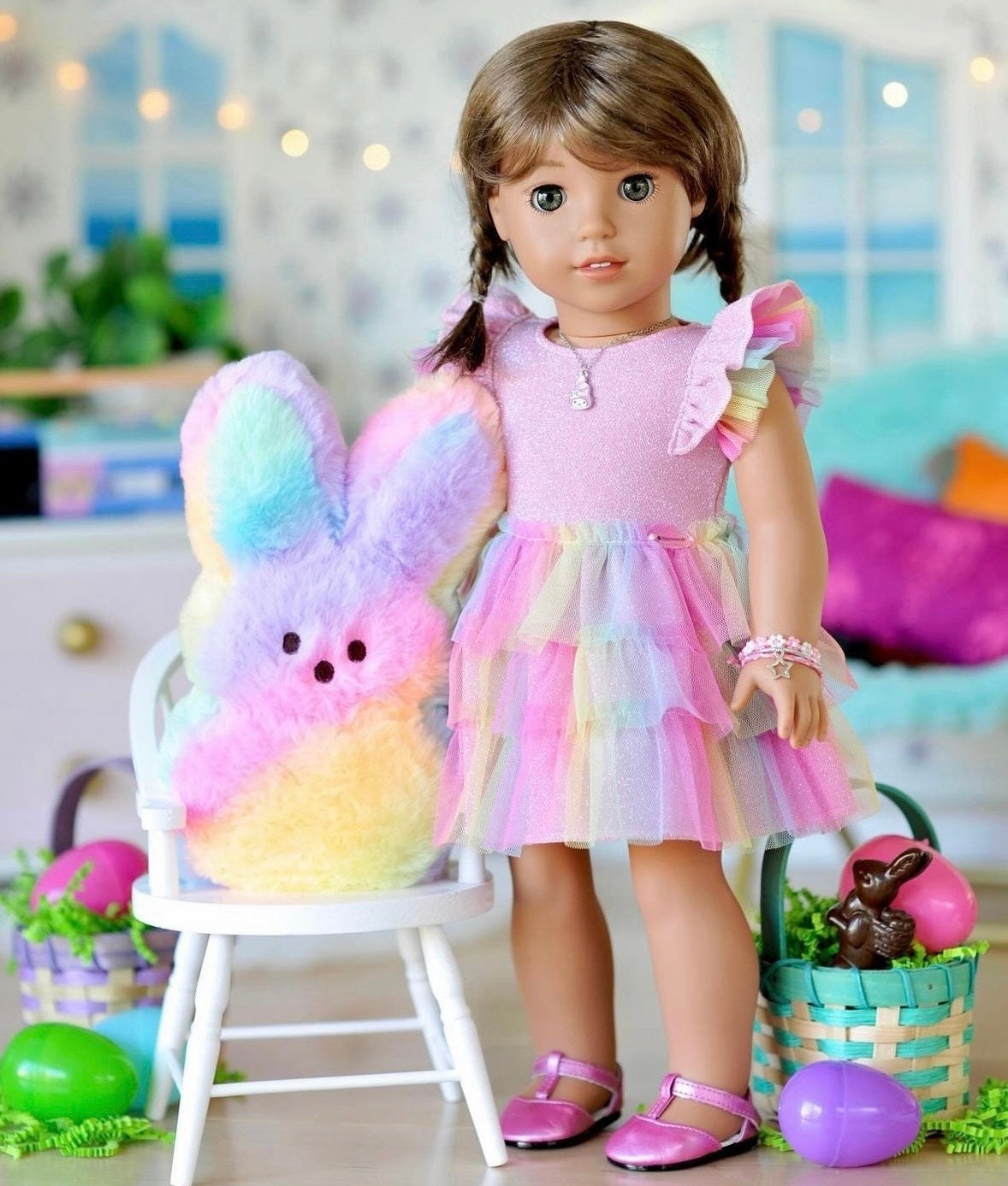 Zazou Dolls Custom doll wig for 18" American Girl Dolls - Vegan Mohair - fits 10-11" head size of  dolls such as OG Blythe BJD Gotz meadowdolls