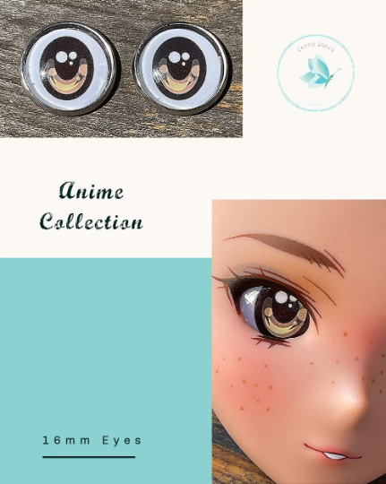 Anime Glass Smart Doll Eyes  doll eye replacement, 16 mm Fit BJD, Smart Dolls, Volks Dollfie Dream, MDD and similar Slight Follow me feature  ZaZou Dolls