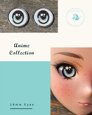 Anime Glass Smart Doll Eyes  doll eye replacement, 16 mm Fit BJD, Smart Dolls, Volks Dollfie Dream, MDD and similar Slight Follow me feature  ZaZou Dolls