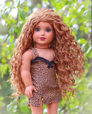 Zazou Dolls Exclusive Beach Waves WIG Dark Honey for 18 Inch dolls such as  American Girl