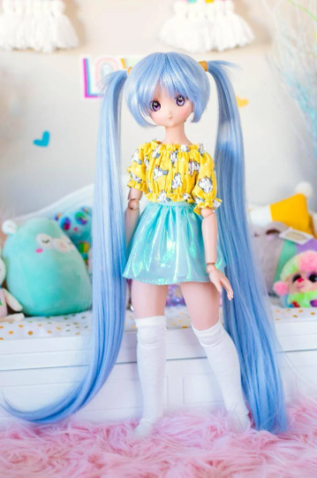 Custom doll Wig for Smart Dolls- "TAN CAPS" 8.5" head size of Bjd, SD, Dollfie Dream dolls blue Hatsune miku limited ZaZou Dolls