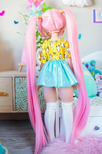 Custom doll Wig for Smart Dolls- "TAN CAPS" 8.5" head size of Bjd, SD, Dollfie Dream dolls pink Hatsune miku limited ZaZou Dolls
