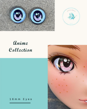 Anime Glass Smart Doll Eyes  doll eye replacement, 16 mm Fit BJD, Smart Dolls, Volks Dollfie Dream, MDD and similar Slight Follow me feature Pink ZaZou Dolls