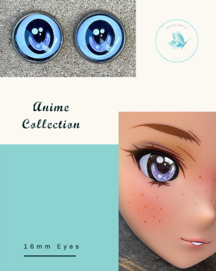 Anime Glass Smart Doll Eyes  doll eye replacement, 16 mm Fit BJD, Smart Dolls, Volks Dollfie Dream, MDD and similar Slight Follow me feature Purple  ZaZou Dolls