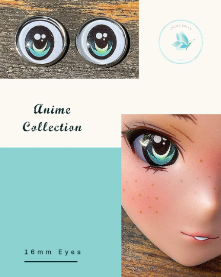 Anime Glass Smart Doll Eyes  doll eye replacement, 16 mm Fit BJD, Smart Dolls, Volks Dollfie Dream, MDD and similar Slight Follow me feature  ZaZou Dolls