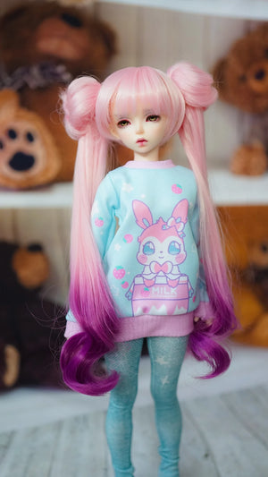 Custom doll Wig for Minifee 1/4 BJD Dolls- "TAN CAPS" 6-7" head size of Bjd, msd, Boneka ,Fairyland Minifee dolls Removeable buns Limited