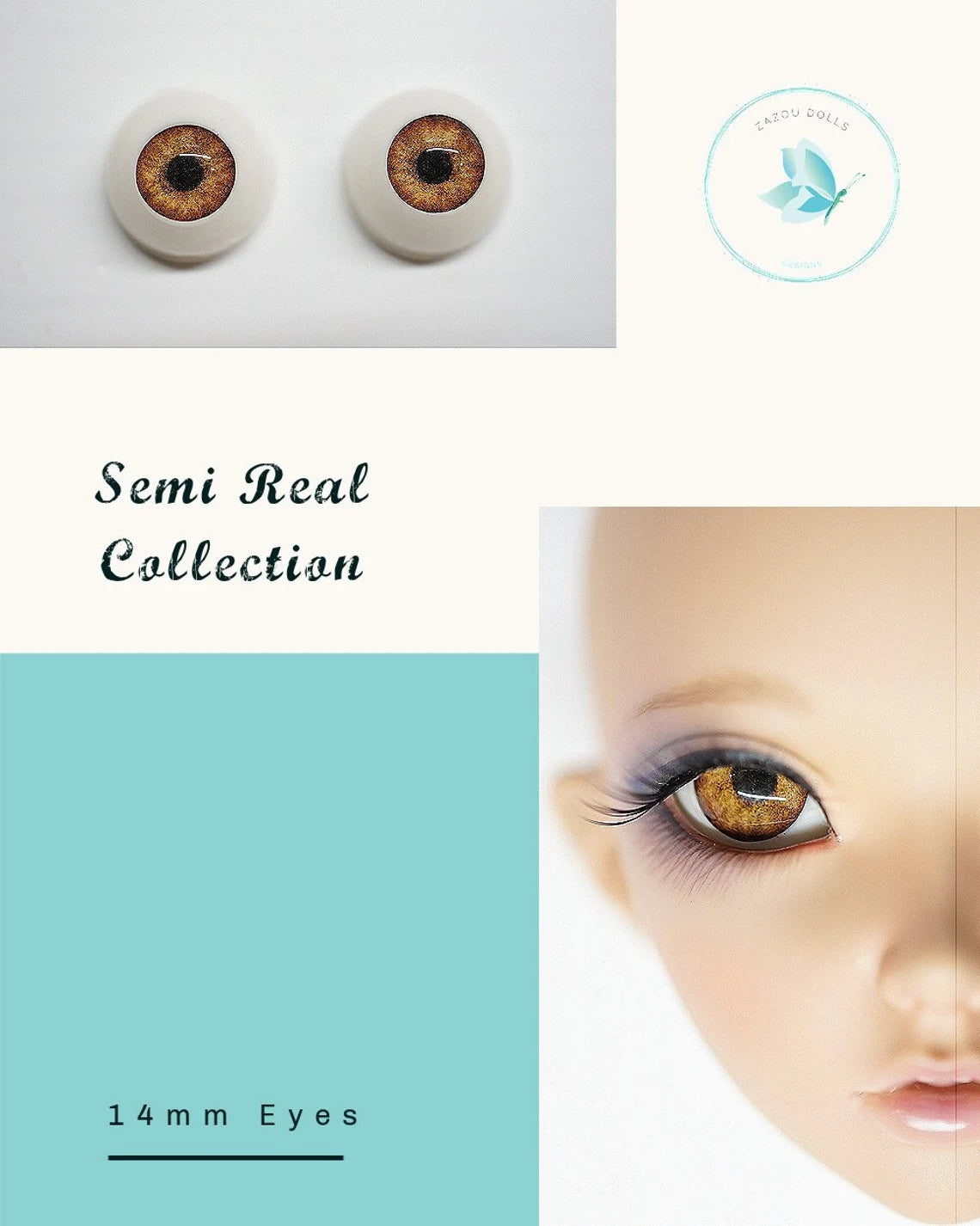 Natural Minifee Eyes , realistic doll eyes, doll eyes replacement, 14m –  ZaZou Dolls
