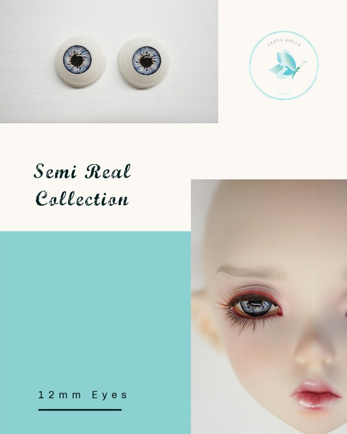 Natural Minifee Eyes , realistic doll eyes, doll eyes replacement, 12mm Fit BJD, SD Semireal Doll and similar