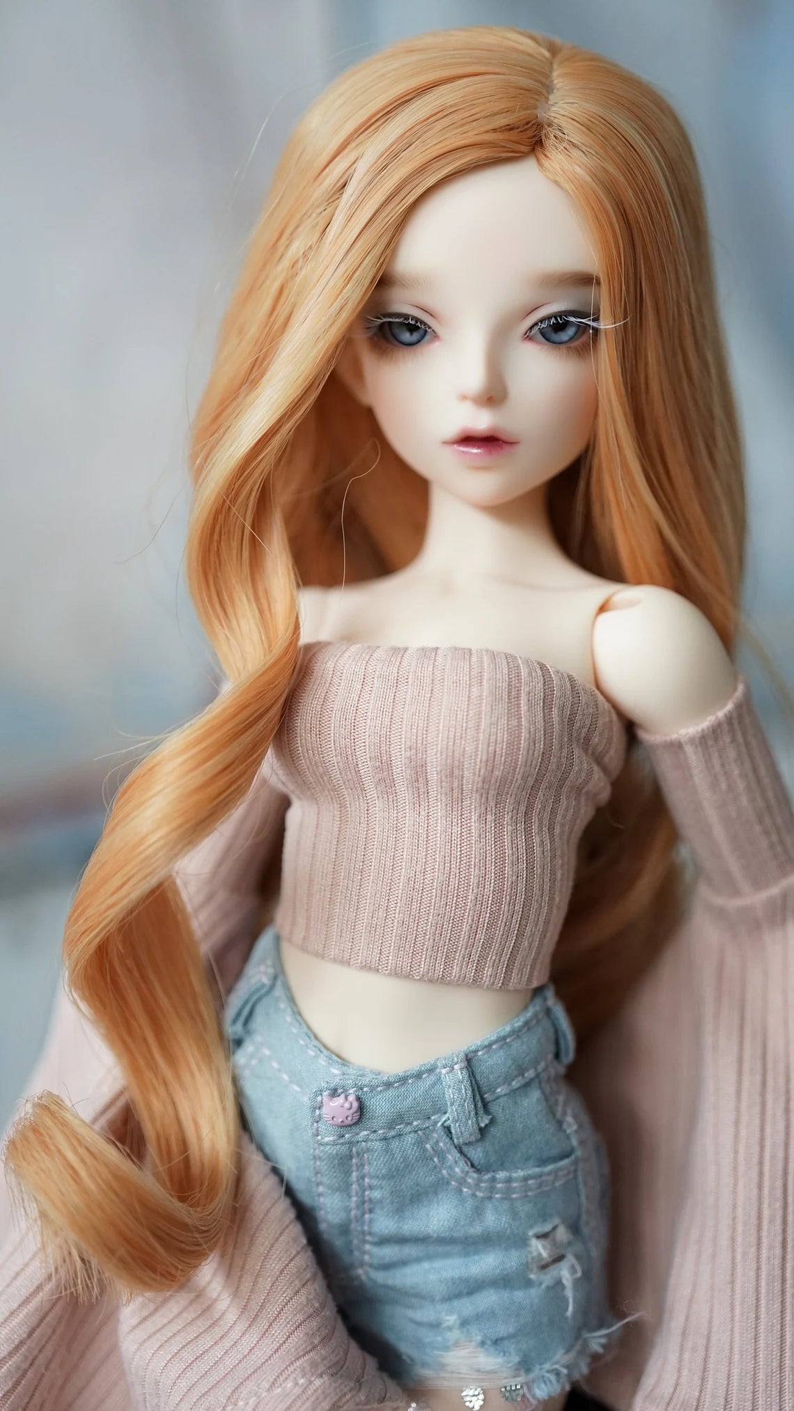 Custom doll Wig for Minifee 1/4 BJD Dolls- "TAN CAPS" 6-7" head size of Bjd, msd, Boneka ,Fairyland Minifee dolls