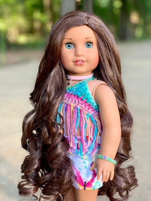 PREORDER Zazou Dolls Exclusive Majesty WIG  Natural Brown for 18 Inch dolls such as  OG and American Girl