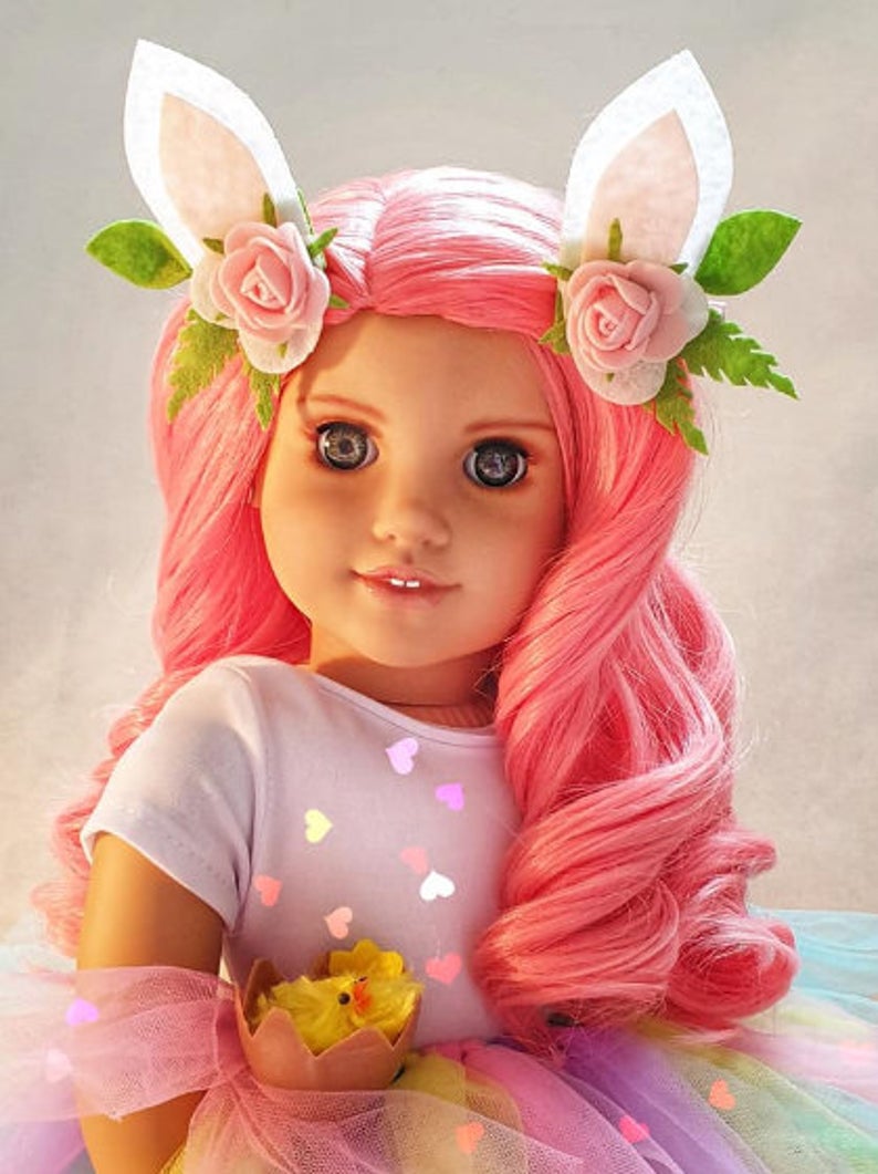 Zazou Dolls Exclusive Lovely WIG Salmon Coral for 18 Inch dolls such as OG and American Girl Pre order