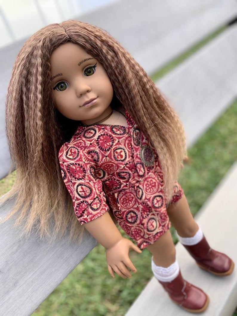 Zazou Dolls Exclusive Textured WIG Caramel Mocha for 18 Inch dolls such American Girl AA!!