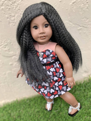 Zazou Dolls Exclusive Textured WIG Black Licorice for 18 Inch dolls such American Girl AA!! Addy Replacement