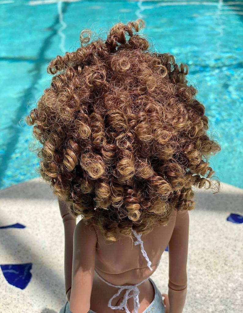 ZaZou Luxury Boho Chic Sweet Molasses WIG for Smart Doll, Ruby Red Fashion Friends, 18" MSD BJD Kaye Wiggs PREORDER
