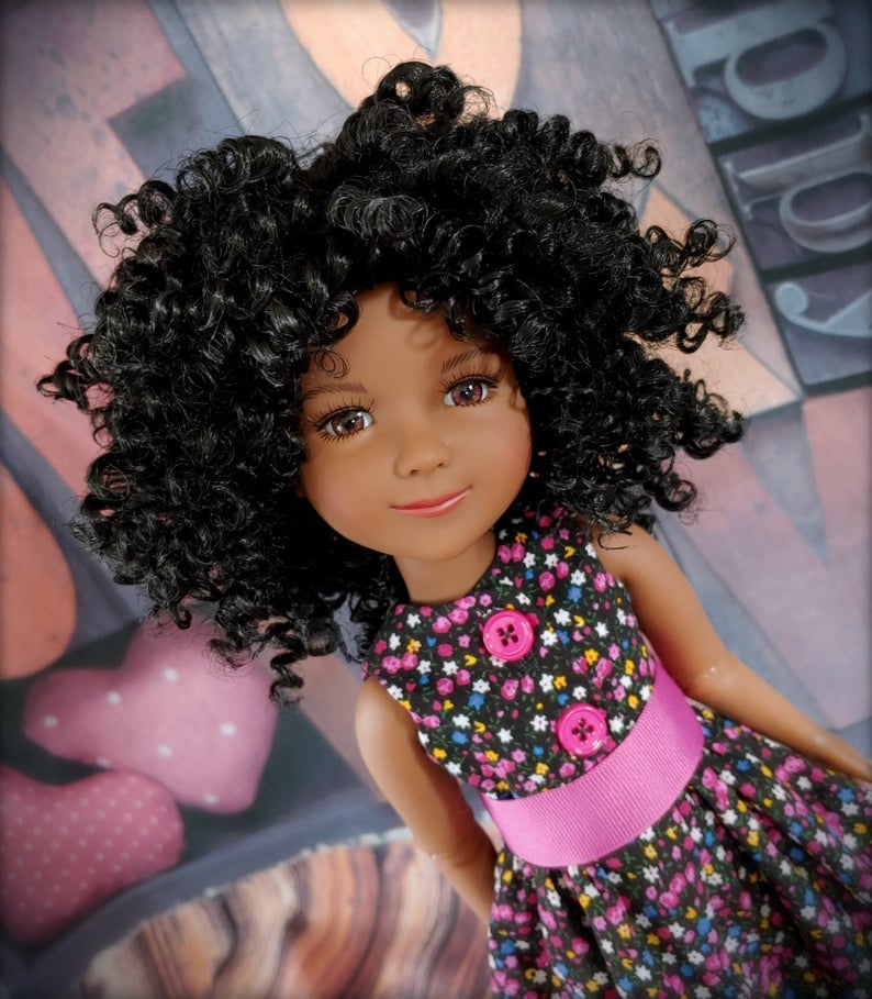 ZaZou Luxury Boho Chic Alyssa WIG for Smart Doll, Ruby Red Fashion Friends, 18" MSD BJD Kaye Wiggs