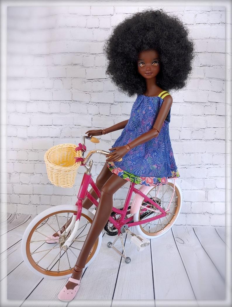 ZaZou Luxury Shiri Afro WIG for Smart Doll, Ruby Red Fashion Friends, 18" MSD BJD Kaye Wiggs Pre order