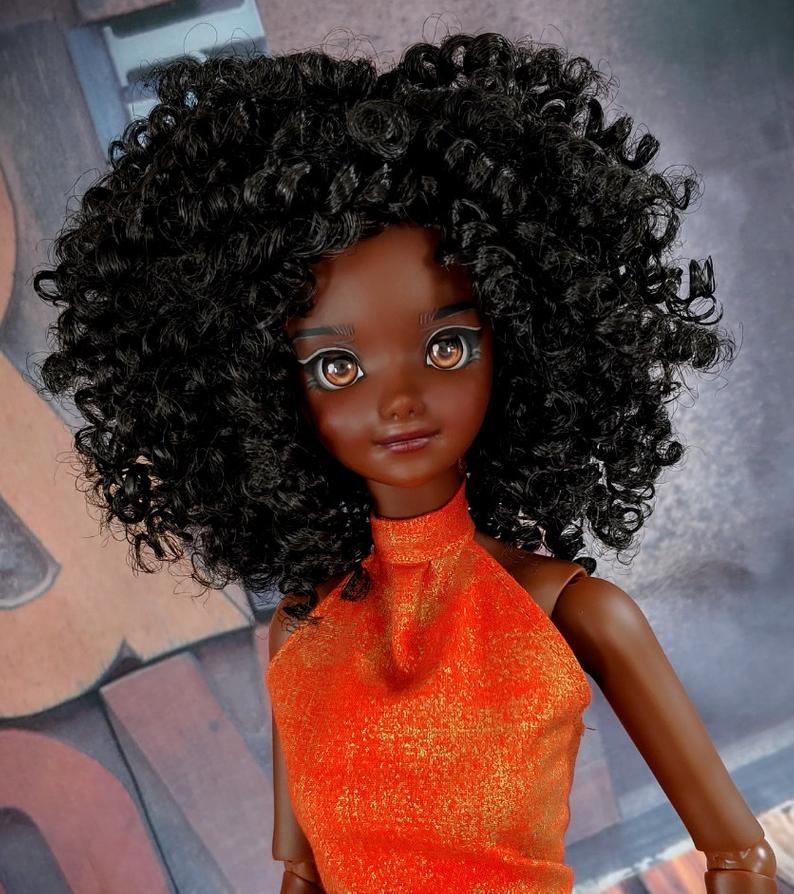 ZaZou Luxury Boho Chic Alyssa WIG for Smart Doll, Ruby Red Fashion Friends, 18" MSD BJD Kaye Wiggs