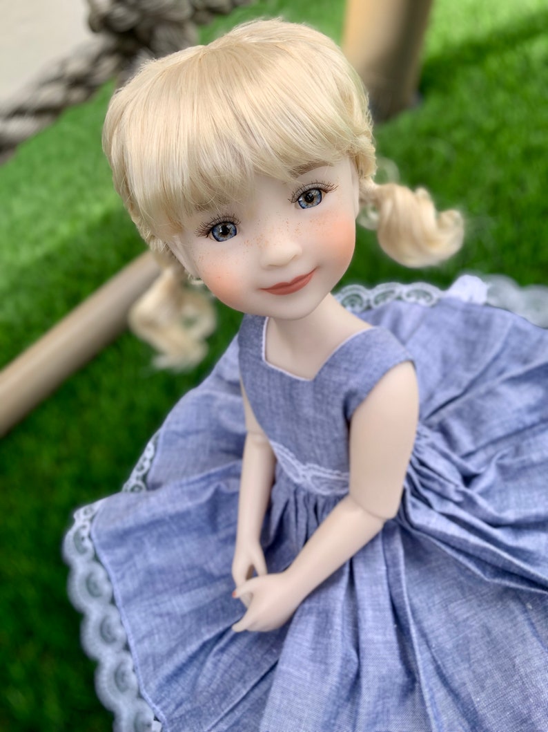 Custom doll WIG Exclusive Vegan Mohair-fits 9-10" head size Kaye Wiggs, RRFF, wellie wishers, bjd, Girl for All Time"Loose Fit"