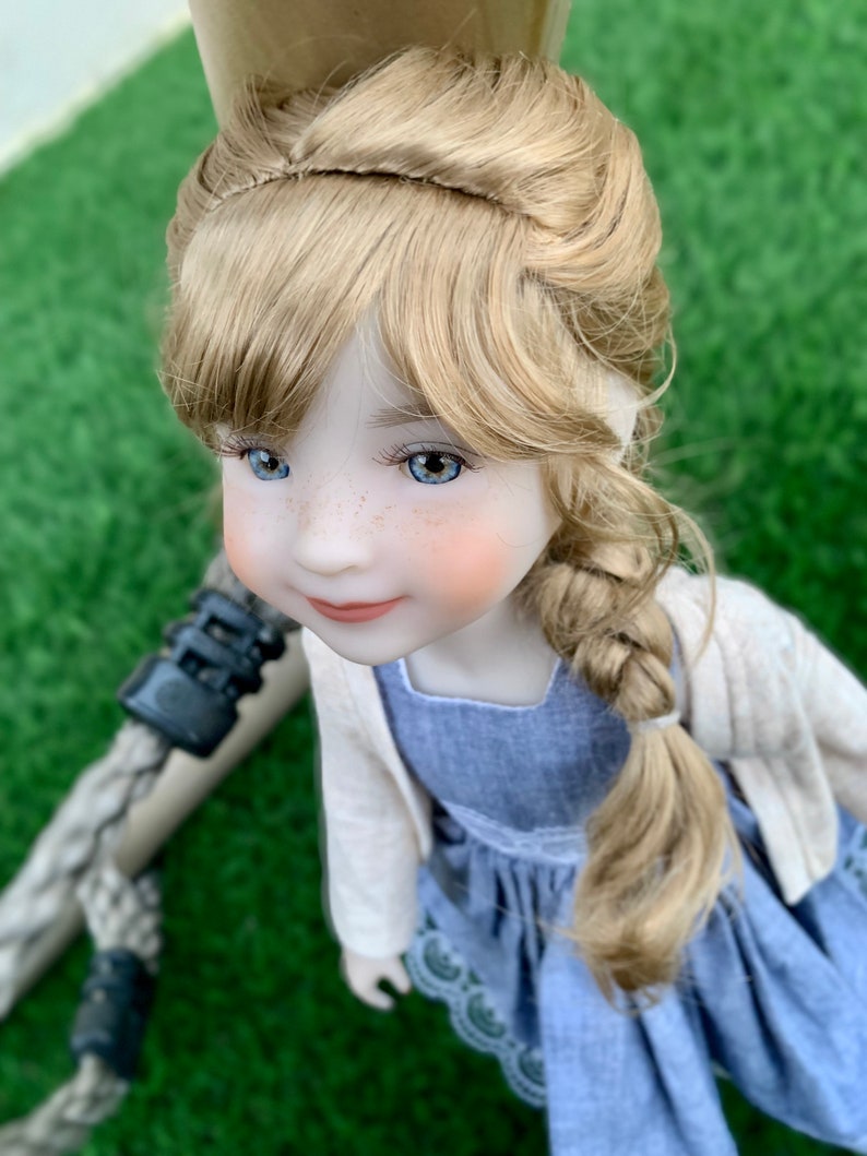Custom doll WIG Exclusive Vegan Mohair-fits 9-10" head size Kaye Wiggs, RRFF, wellie wishers, bjd, Girl for All Time"Loose Fit"