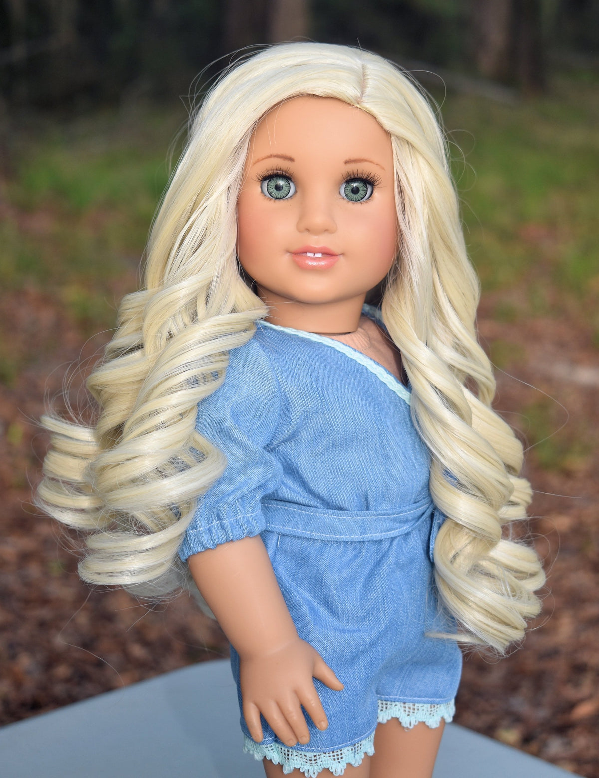PREORDER 11" Custom Doll Wig fits American Girl Dolls Journey Girls Our Generation Gotz HEAT SAFE tangle Resistant Bleach BLONDE