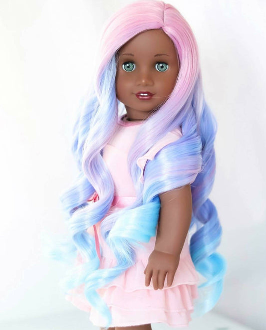 Custom DYED OMBRE Doll Wig for 18" American Girl Doll Heat Safe Tangle Resistant - fits 10-11" head size of all 18" dolls Unicorn