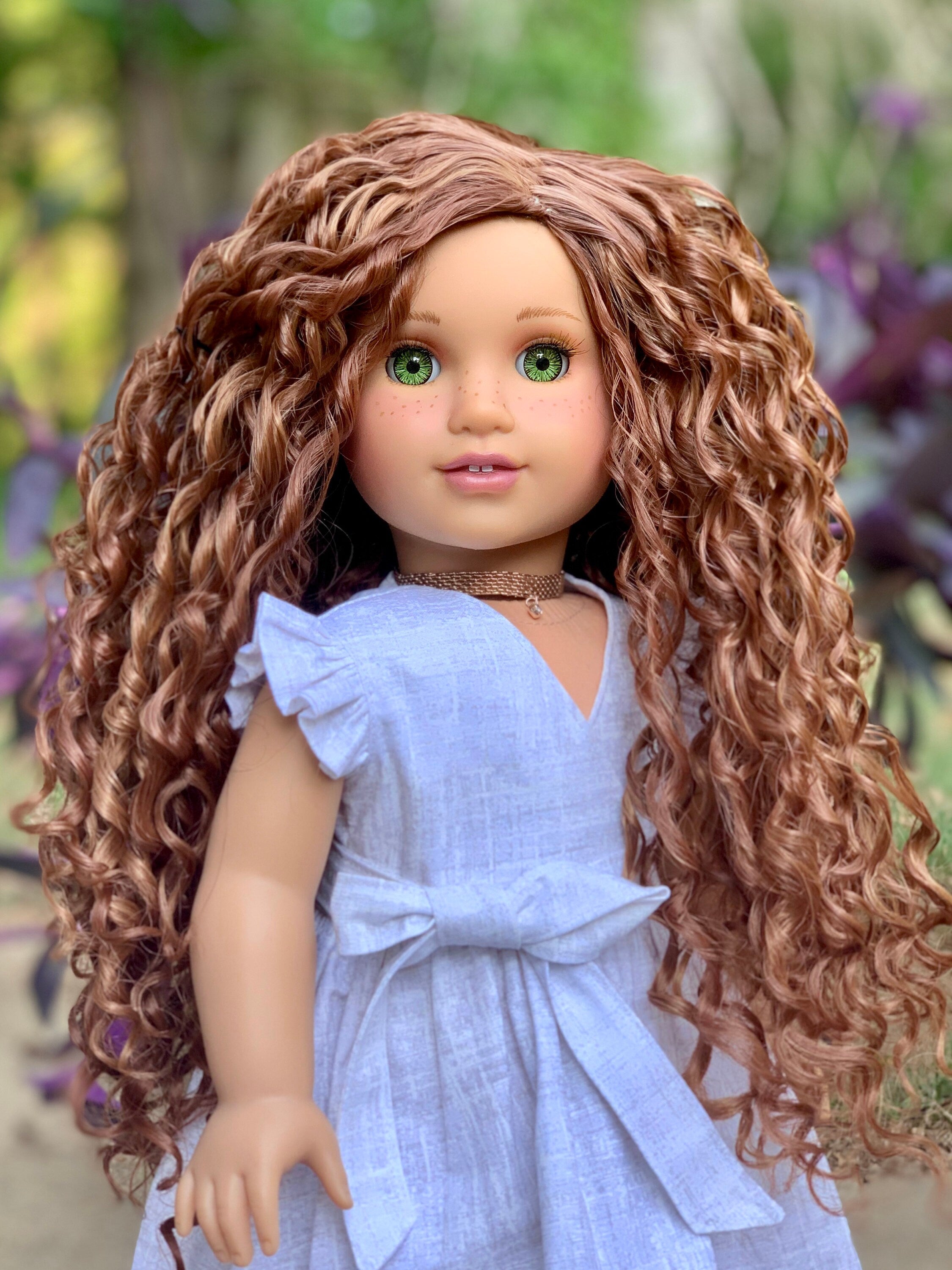 Custom doll wig for 18" American Girl Dolls - Heat Safe - Tangle Resistant - fits 10-11" head size of 18" dolls OG Blythe BJD Gotz  Honey