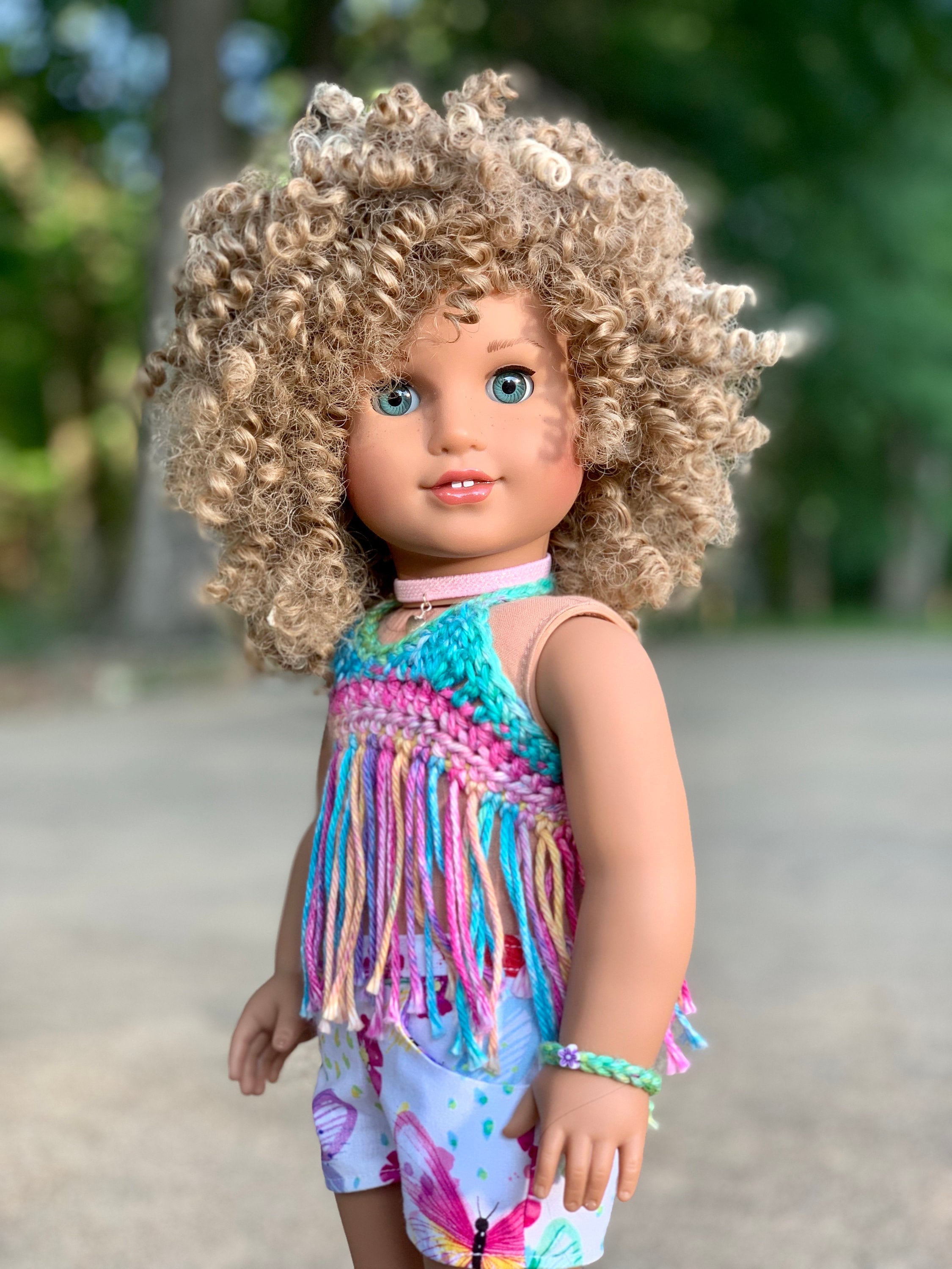 Custom doll wig for 18" American Girl Dolls - Heat Safe - Tangle Resistant - fits 10-11" head size of 18" dolls OG Blythe BJD Gotz  Boho AA!