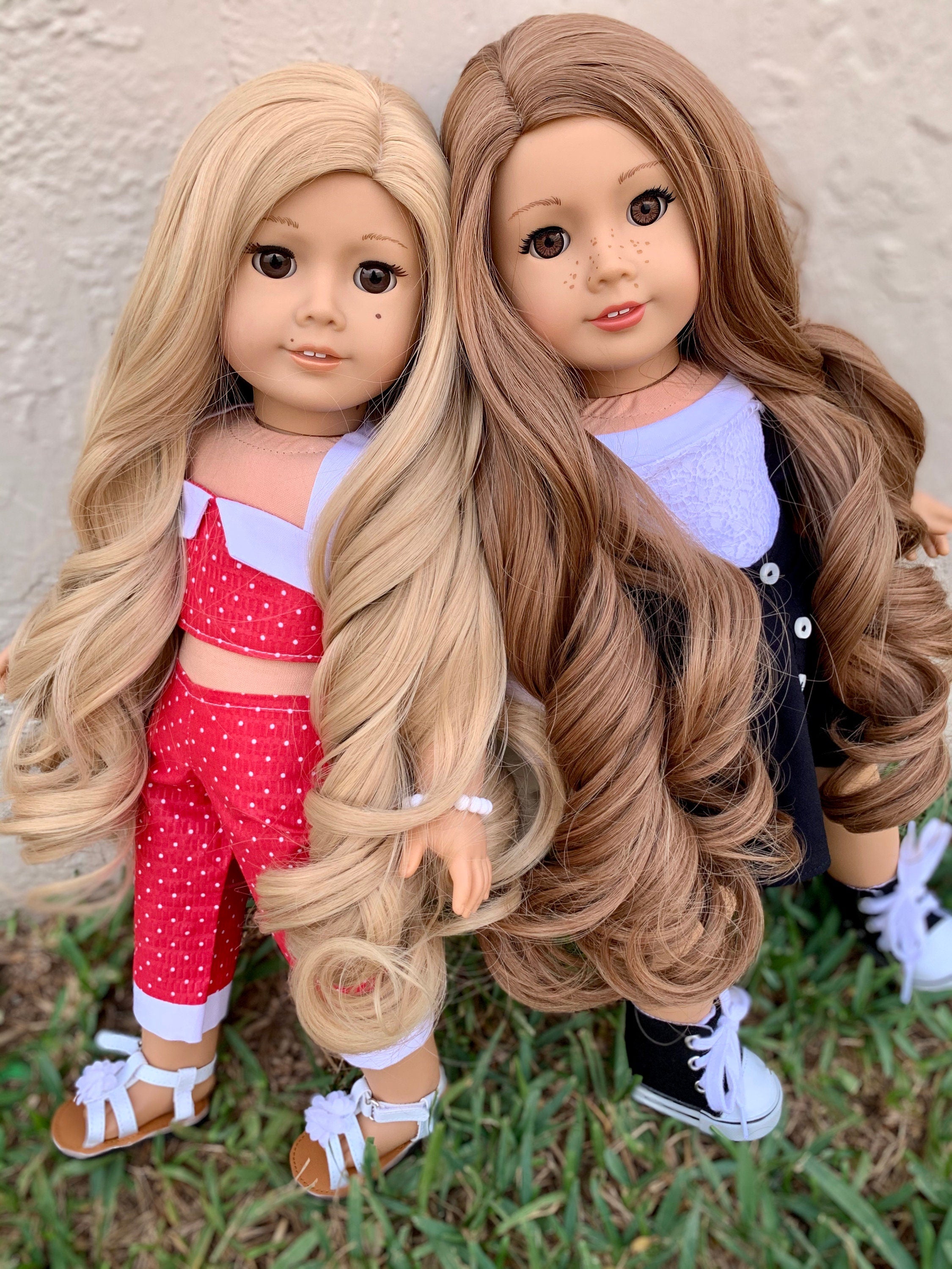 Custom doll wig for 18" American Girl Dolls - Heat Safe - Tangle Resistant - fits 10-11" head size of 18" dolls OG Blythe BJD Gotz Princess