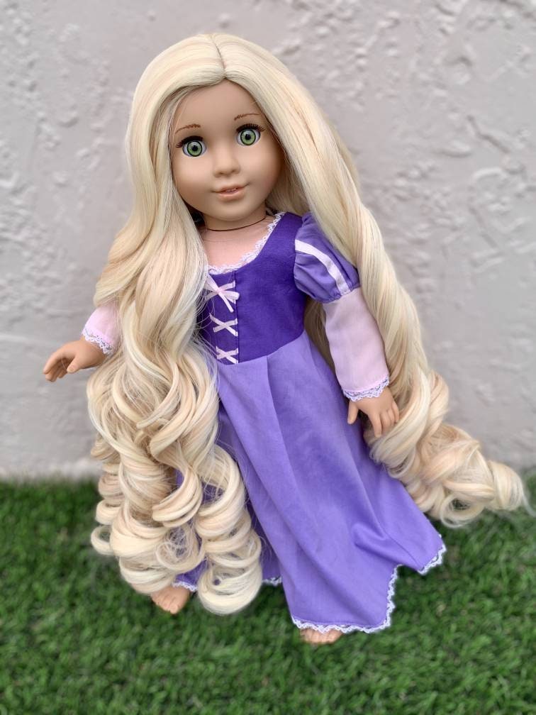 Custom doll wig for 18" American Girl Dolls - Heat Safe - Tangle Resistant - fits 10-11" head size of 18" dolls OG Blythe BJD Gotz Rapunzel