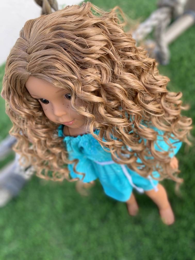 Custom doll WIG for 14" Wellie Wishers American Girl Dolls - Heat Safe - Tangle Resistant - fits 8.5 head size Kaye Wiggs  Wellie Wishers